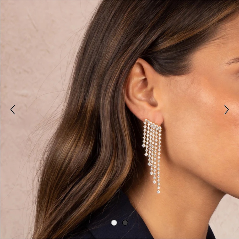 CZ Chandelier Dangling Drop Stud Earrings Adina Eden gold crystal